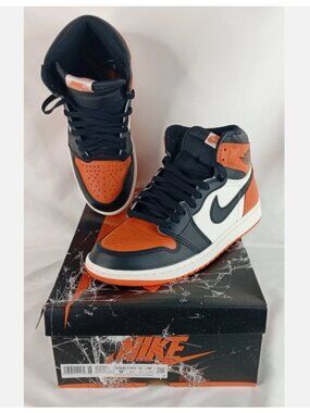 Pre-Owned Nike DZ5485 008 Air Jordan 1 Retro High OG Sz 9.5 Black Sail Starfish